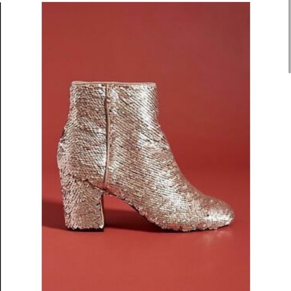 Farylrobin Shoes - Anthropologie Farylrobin Linda Rose Sequin Ankle Booties 7.5